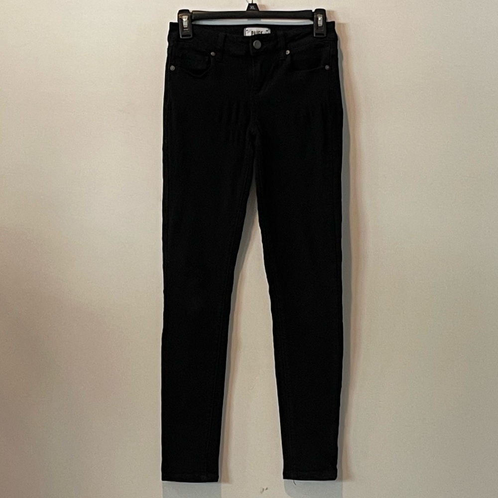 Paige Verdugo Ultra Skinny Straight Leg Mid-rise Black Shadow Jeans; 25